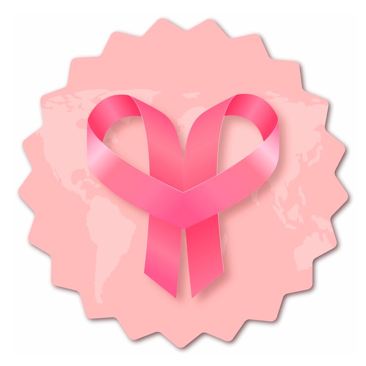 Vector pink ribbon sticker for world breast cancer awareness month in october vector illustration eps 10