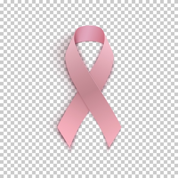 Pink ribbon on transparent background. breast cancer awareness symbol.