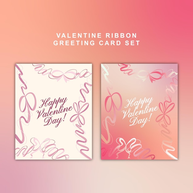 ピンクのリボンのバレンタイン グリーティング カード