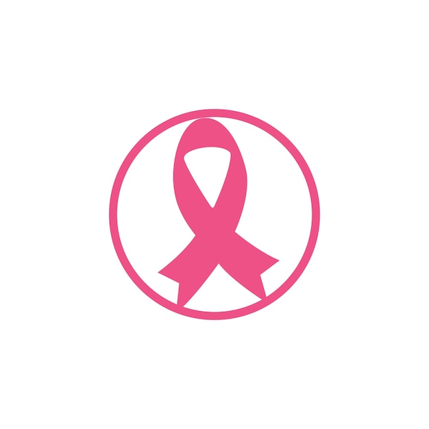 Pink ribbon vector logo design Breast cancer awareness symbol