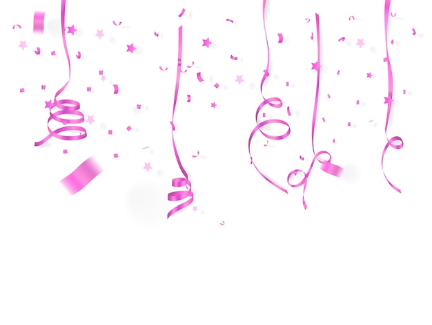 Vector pink ribbon on white background