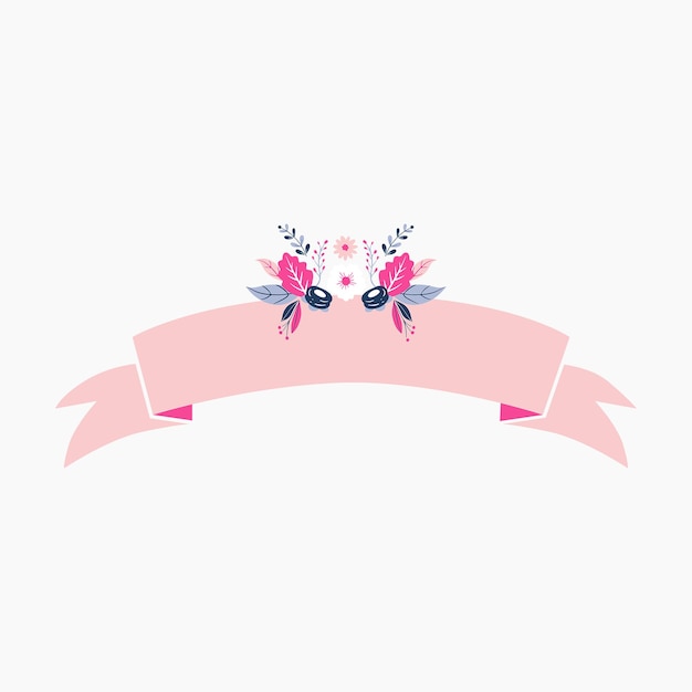 Pink ribbon with flower illustration