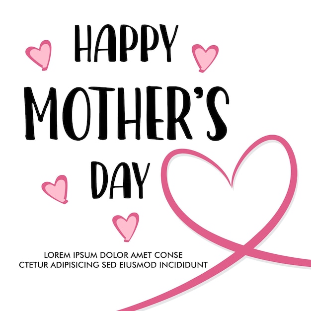 해피 어머니의 날이라는 단어가 적힌 분홍색 리본과 어머니 날 배너 템플릿 디자인