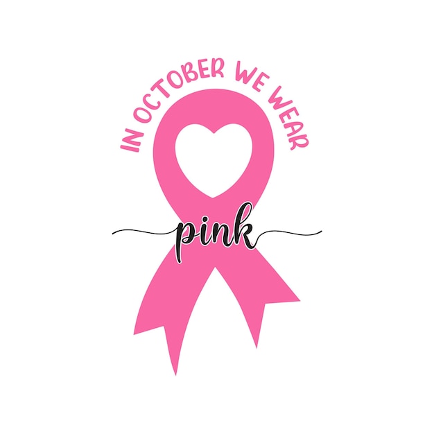 a pink ribbon with the words  we wear  on it