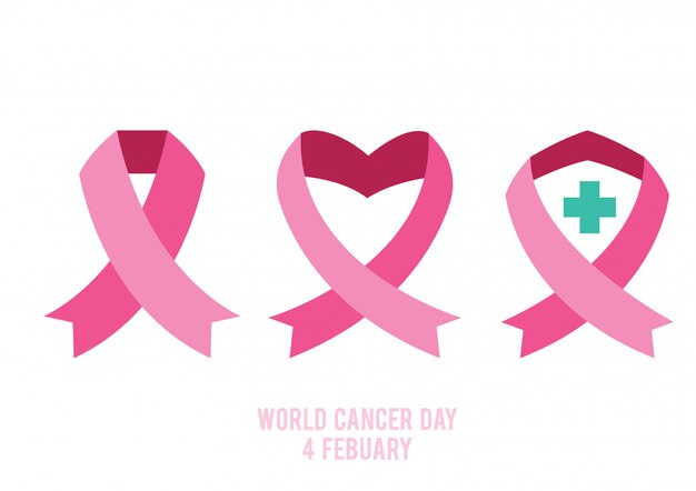 Pink ribbon world cancer day vector