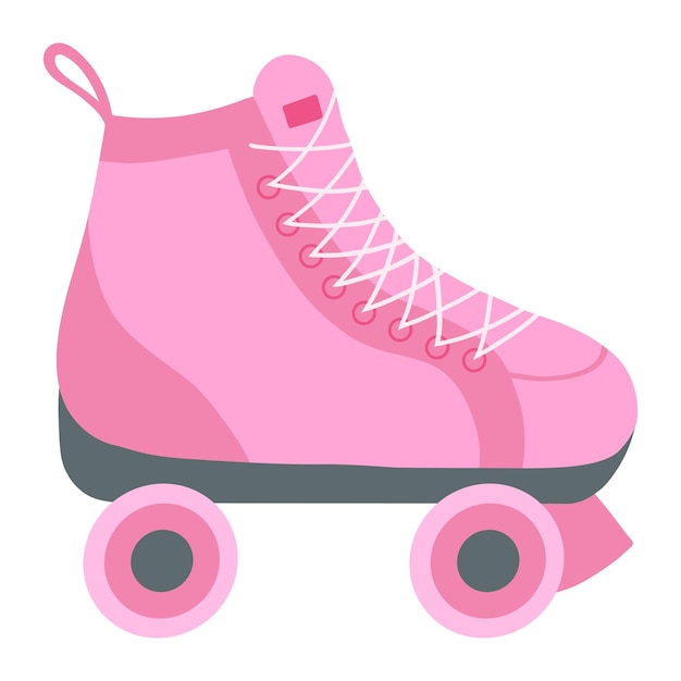 漫画のフラット スタイルのピンクのローラー スケート