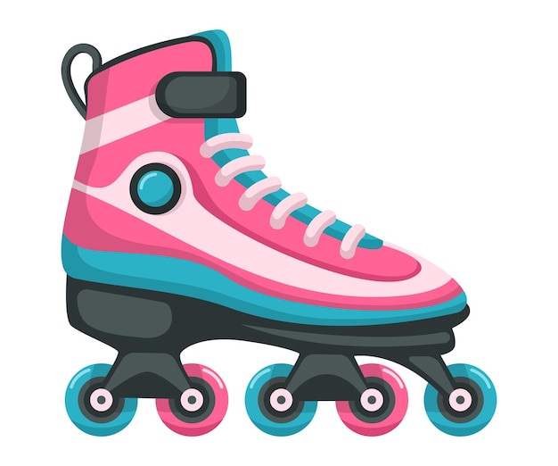 Vector pink roller skate with five wheels