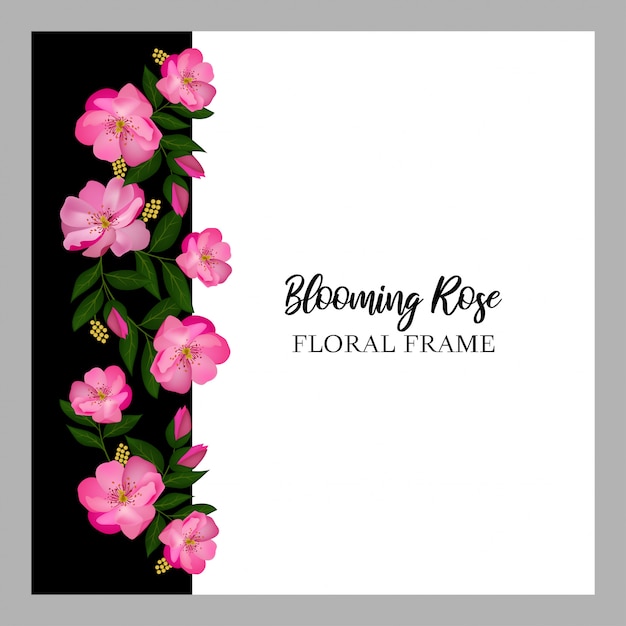 Pink rose floral border