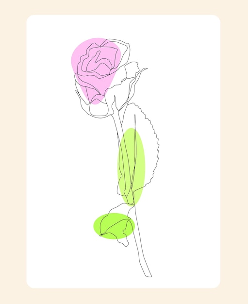 pink rose flower hand drawn one line art illustration vector drawing beautiful design