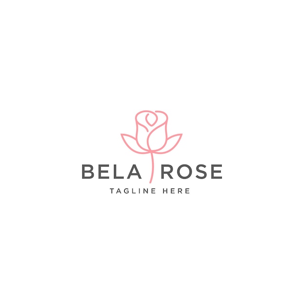 Vector pink rose flower logo design template