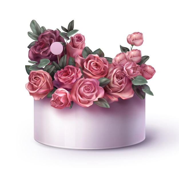 pink rose flowers arrangement isolated on white