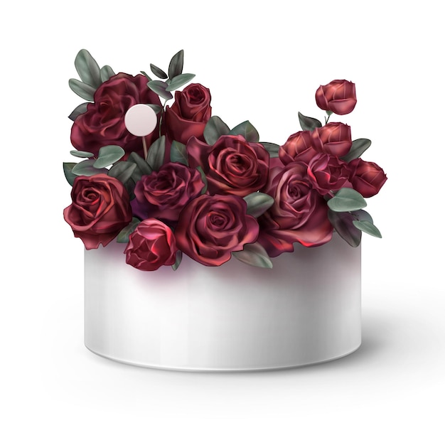 Vector pink rose flowers arrangement isolated on white