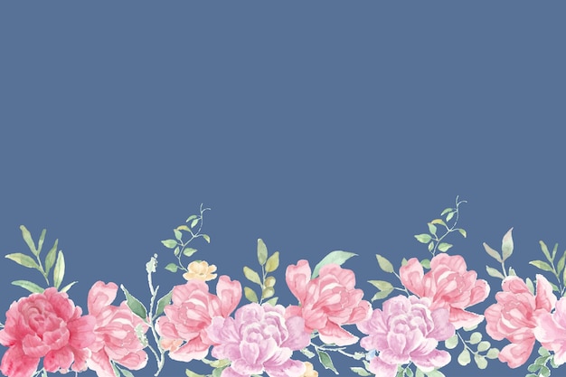 Pink Rose and Peony Watercolor Flower Background