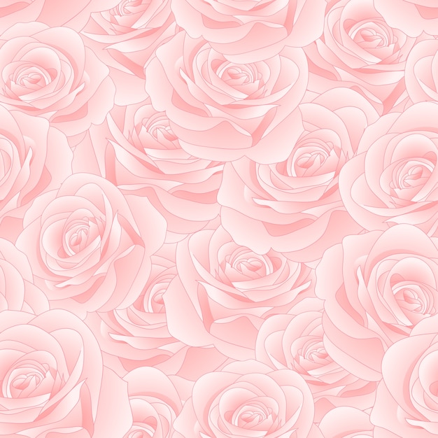 Vector pink rose seamless background