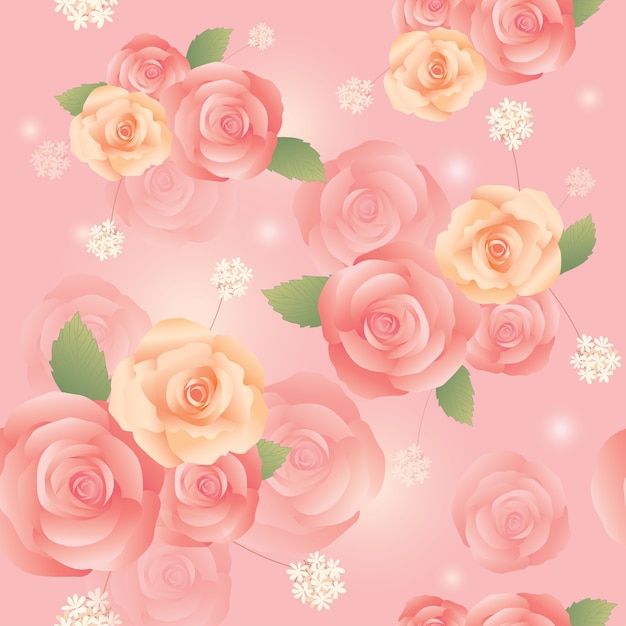 Pink rose seamless pattern