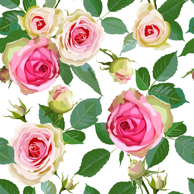 Pink Rose Seamless Pattern