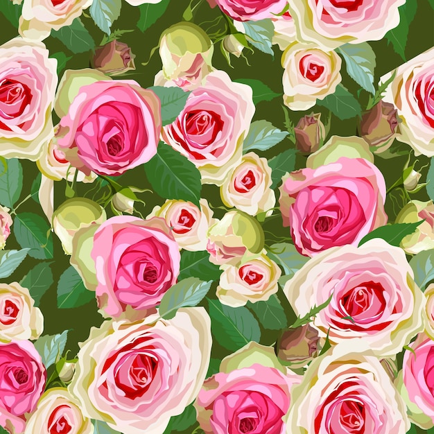 Pink Rose Seamless Pattern