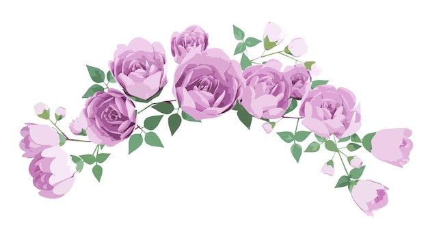 白い背景に分離されたピンクのバラの水彩フラワー アレンジメント ブーケ要素のデザイン