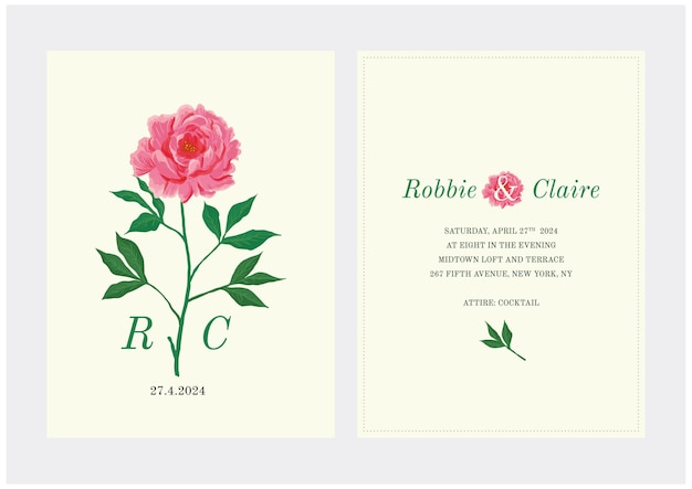 PINK ROSE WEDDING INVITATION