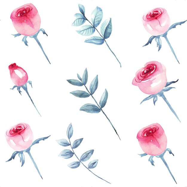 Pink roses Seamless pattern Vector