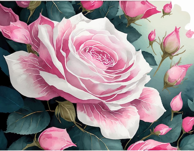 Pink roses vector collection