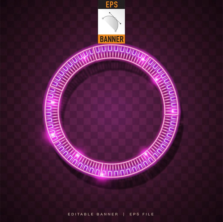 Vector pink rounded neon banner. editable banner.