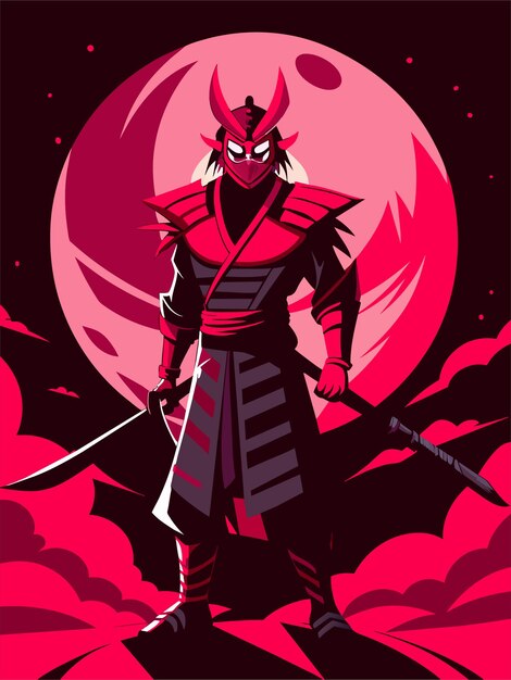 Vector pink samurai japan 7