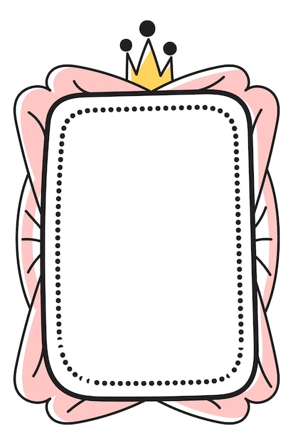 Vector pink scrapbooking label with princess crown blank template