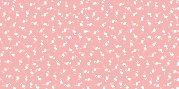 Pink seamless banner with flamingo birds.