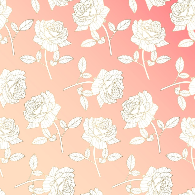 Pink seamless floral pattern with golden roses Pattern for textiles wrapping paper covers wallpapers designs of various items