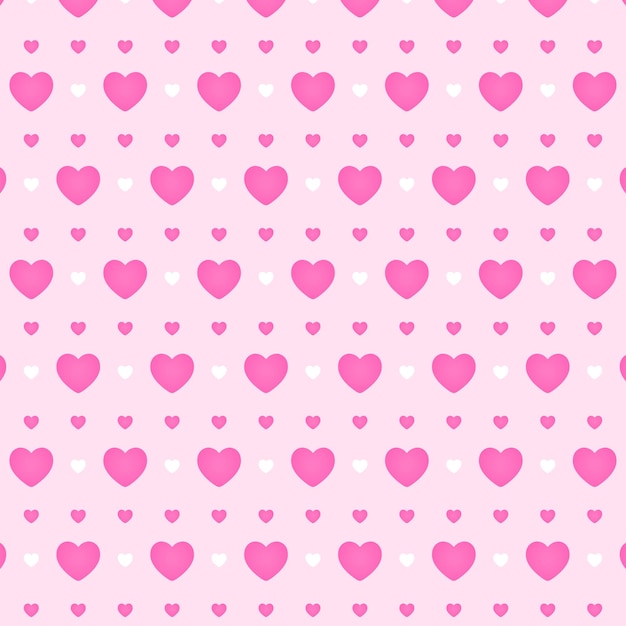 Vector pink seamless heart pattern background valentines day concept