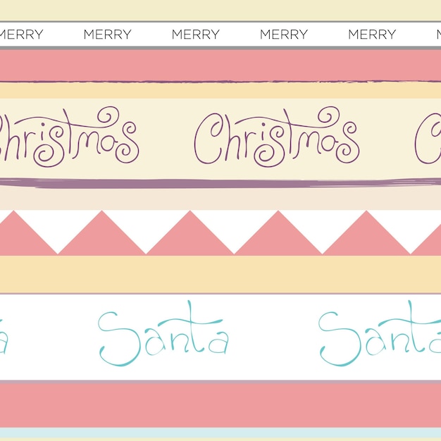 pink seamless Merry Christmas and Happy New Year pattern outline sketch