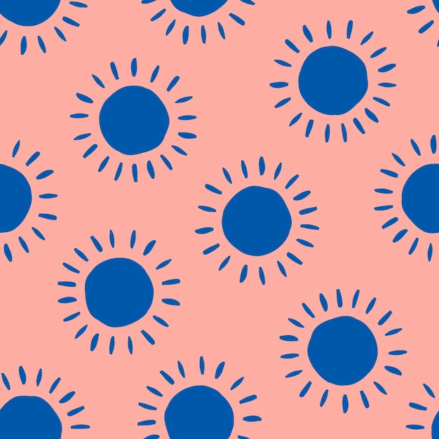 Vector pink seamless patern with blue sun