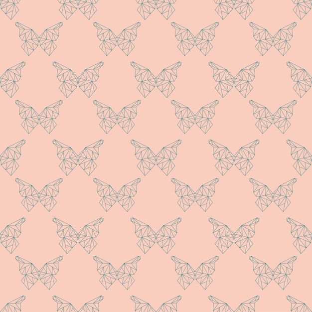 Pink seamless pattern with blue triangle geometric butterfly Digital butterfly Transformation Vector