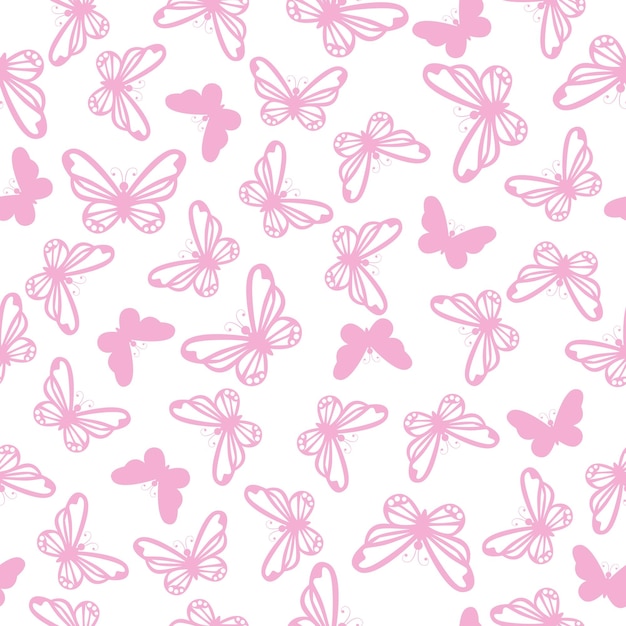 かわいい蝶とピンクのシームレス パターン