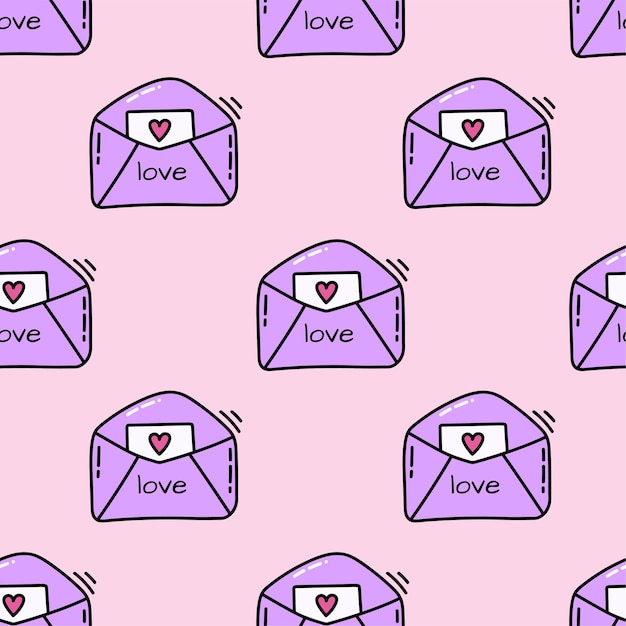 마음으로 핑크 원활한 패턴입니다. 발렌타인 데이를 위한 낙서 하트 포장지