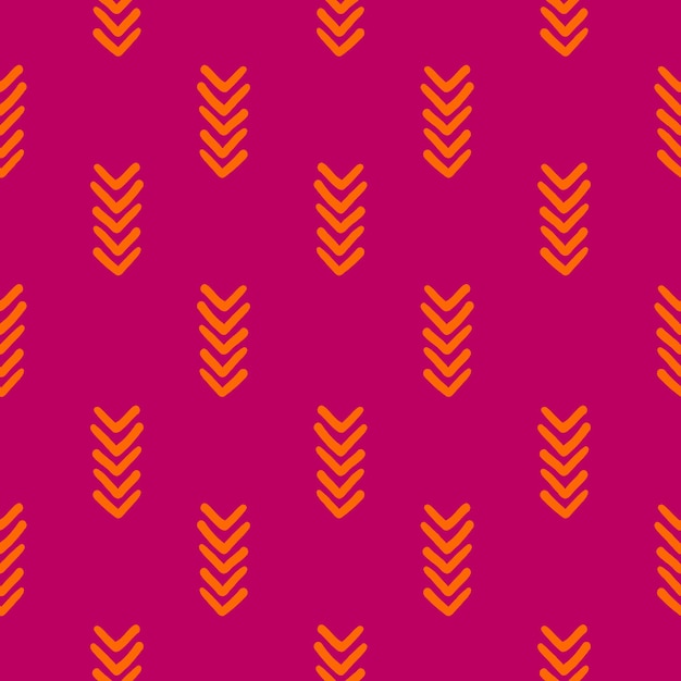 Pink seamless pattern with orange group of arrow