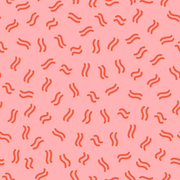 pink seamless pattern with orange tiny wavy lines.