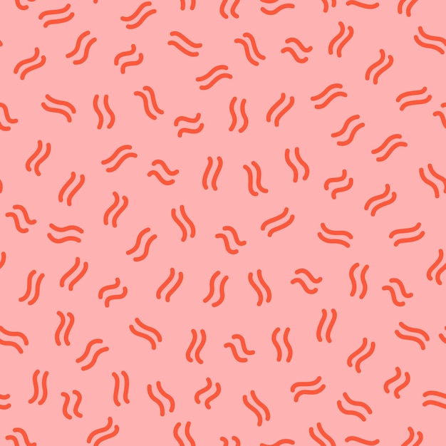 Pink seamless pattern with orange tiny wavy lines.