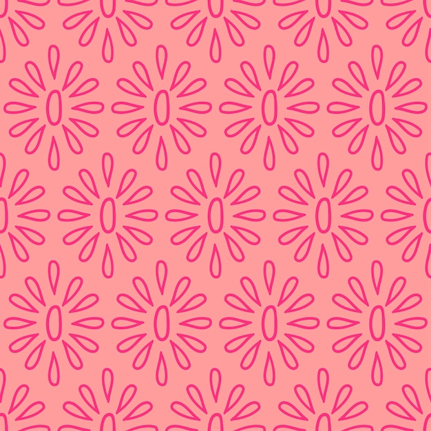 Pink seamless pattern with pink  abstract floral elements.