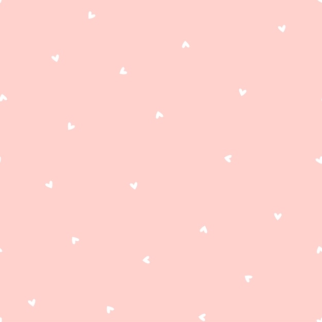 Pink seamless pattern with tiny white hearts