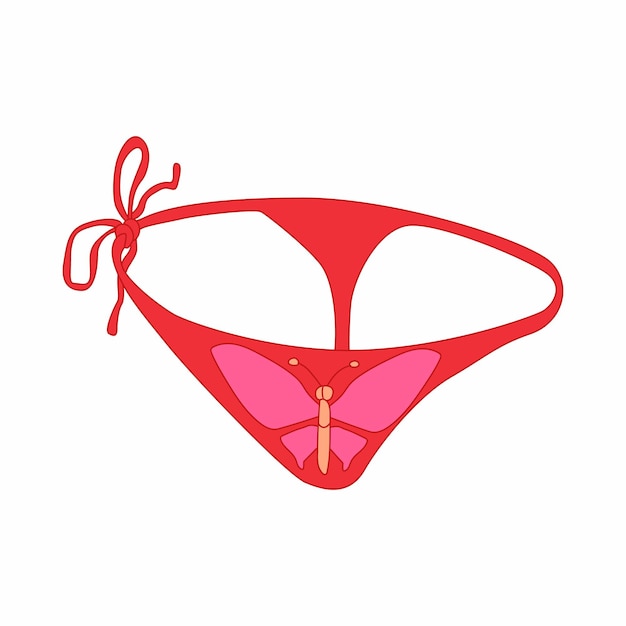 Pink sexy thong panties icon in cartoon style on a white background