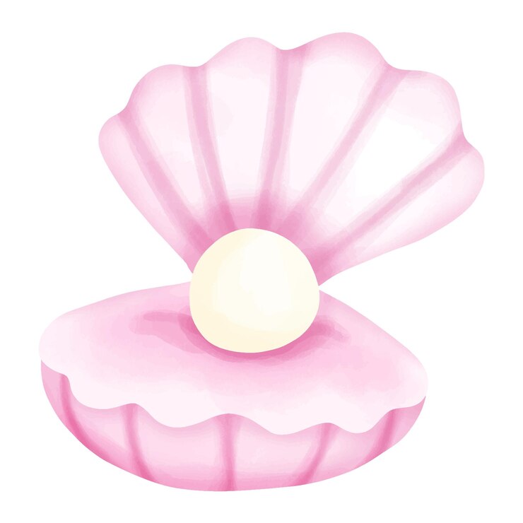 Vector a pink shell with a pearl on it
