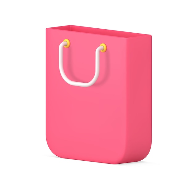 Pink shopping bag d icon vector illustration