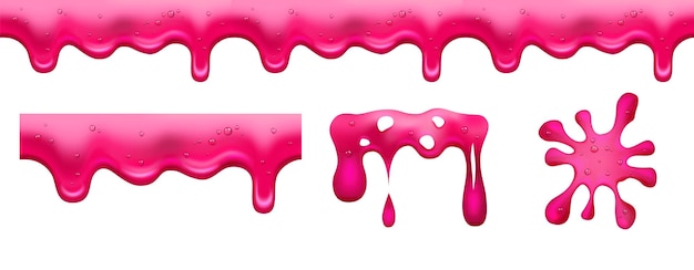 Vector pink slime jam or sweet marmalade dessert glazed isolated red liquid vector elements