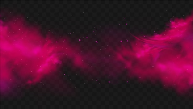 ピンクの煙または霧の色が分離されました。粒子と抽象的なピンクの粉の爆発。