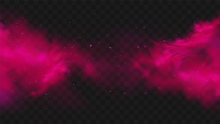Vector pink smoke or fog color isolated. abstract pink powder explosion with particles.