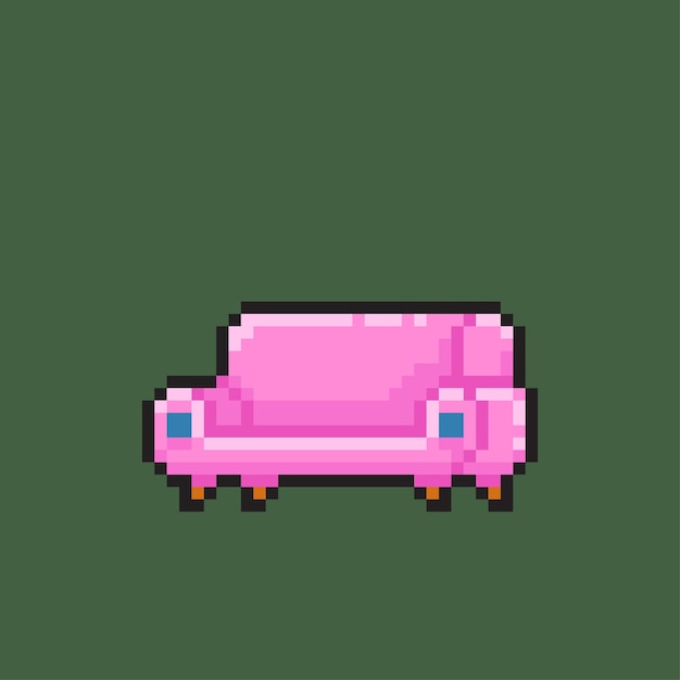 pink sofa in pixel art style