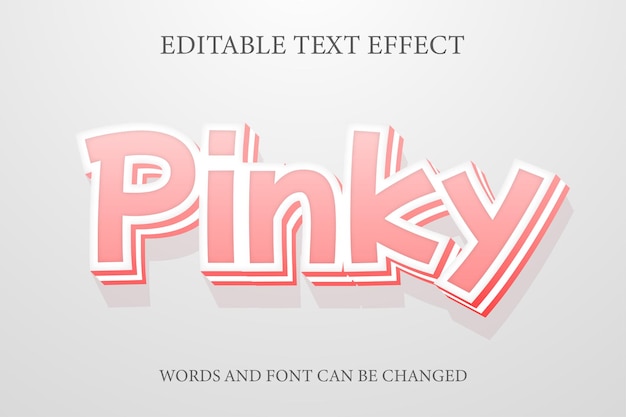 Vettore effetto testo rosa morbido in stile 3d