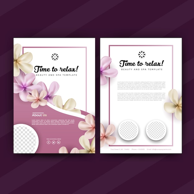 Pink spa flyer of brochure ontwerpsjabloon